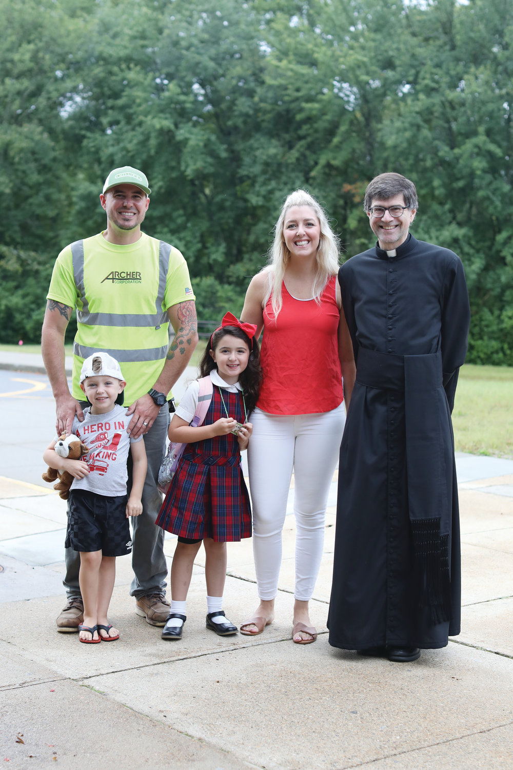 Families are all smiles on the first day of school at Father John V. Doyle, Coventry.